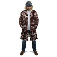 Burgundy Hawaiian Tapa Tribal Hibiscus Cloak