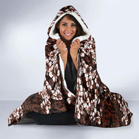 Burgundy Hawaiian Tapa Tribal Hibiscus Hooded Blanket