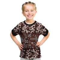 Burgundy Hawaiian Tapa Tribal Hibiscus Kid T Shirt