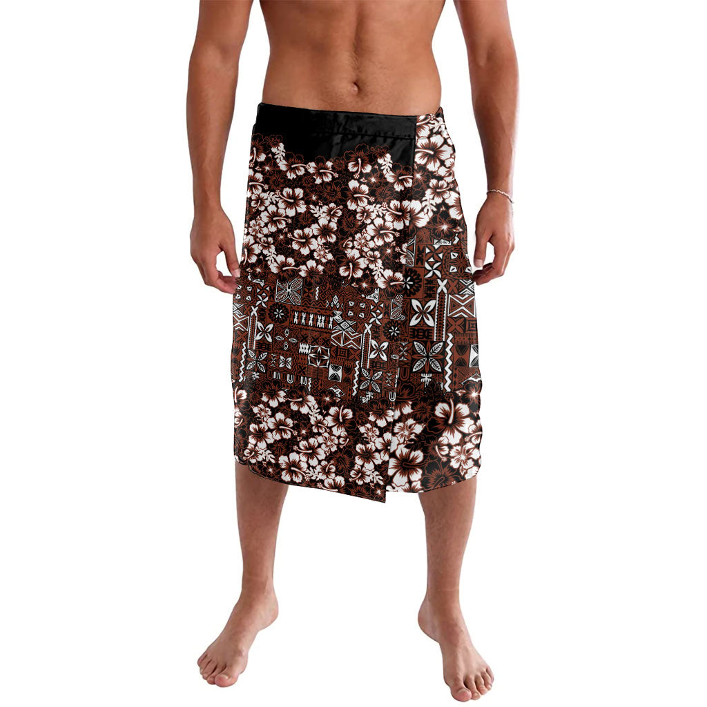 Burgundy Hawaiian Tapa Tribal Hibiscus Lavalava