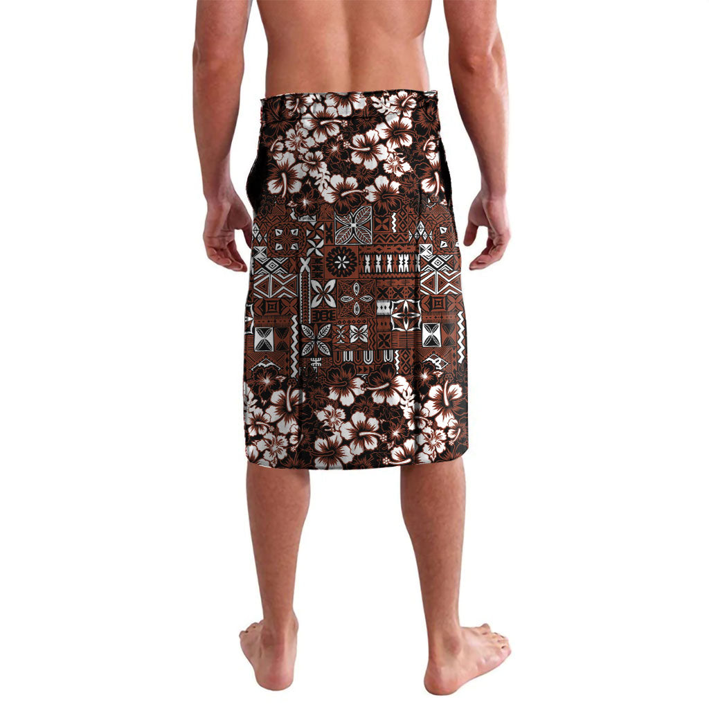 Burgundy Hawaiian Tapa Tribal Hibiscus Lavalava