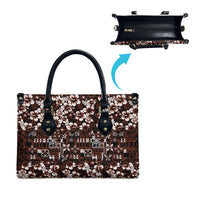 Burgundy Hawaiian Tapa Tribal Hibiscus Leather Bag