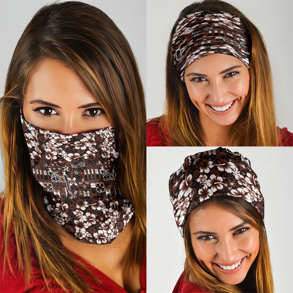 Burgundy Hawaiian Tapa Tribal Hibiscus Neck Gaiter