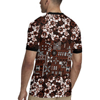 Burgundy Hawaiian Tapa Tribal Hibiscus Rugby Jersey
