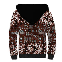 Burgundy Hawaiian Tapa Tribal Hibiscus Sherpa Hoodie