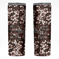 Burgundy Hawaiian Tapa Tribal Hibiscus Skinny Tumbler