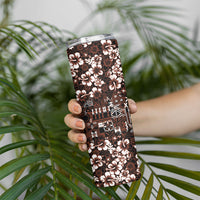 Burgundy Hawaiian Tapa Tribal Hibiscus Skinny Tumbler