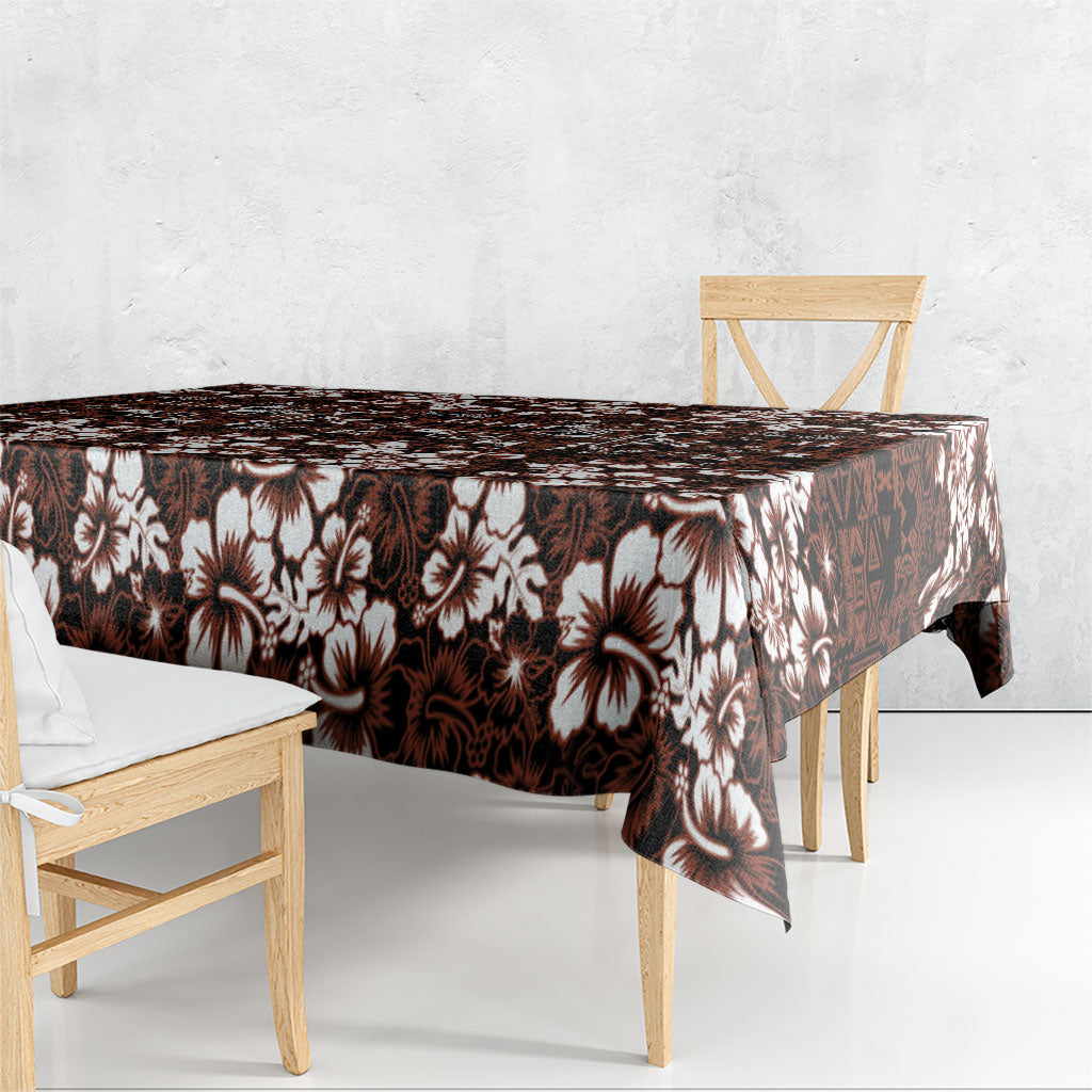 Burgundy Hawaiian Tapa Tribal Hibiscus Tablecloth