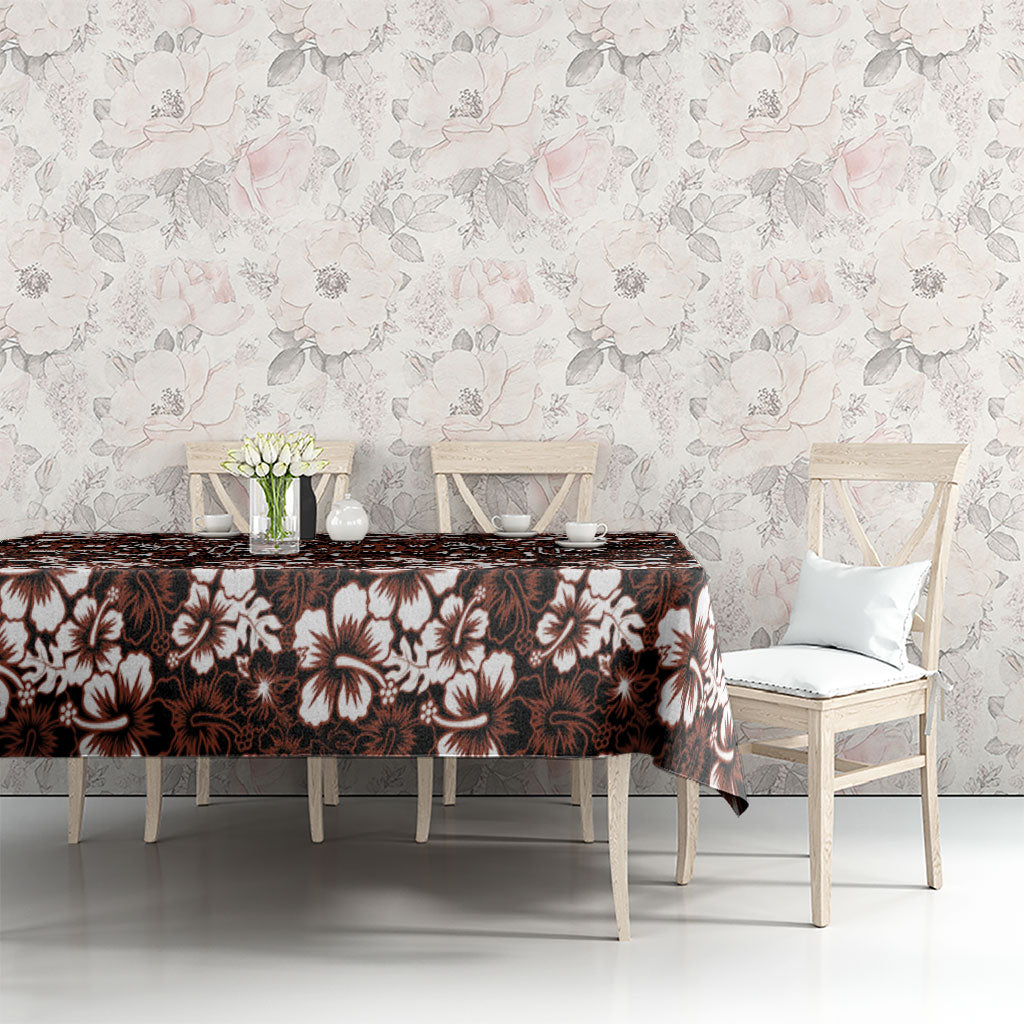 Burgundy Hawaiian Tapa Tribal Hibiscus Tablecloth