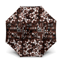 Burgundy Hawaiian Tapa Tribal Hibiscus Umbrella