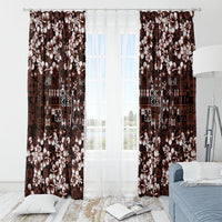 Burgundy Hawaiian Tapa Tribal Hibiscus Window Curtain