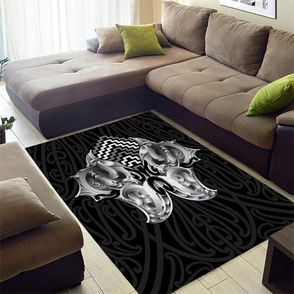 Aotearoa Kowhaiwhai Poutama Black Motif Area Rug LT9 - Polynesian Pride
