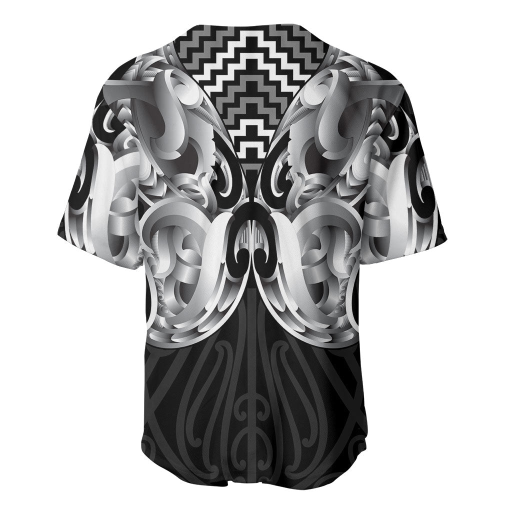Aotearoa Kowhaiwhai Poutama Black Motif Baseball Jersey LT9 - Polynesian Pride