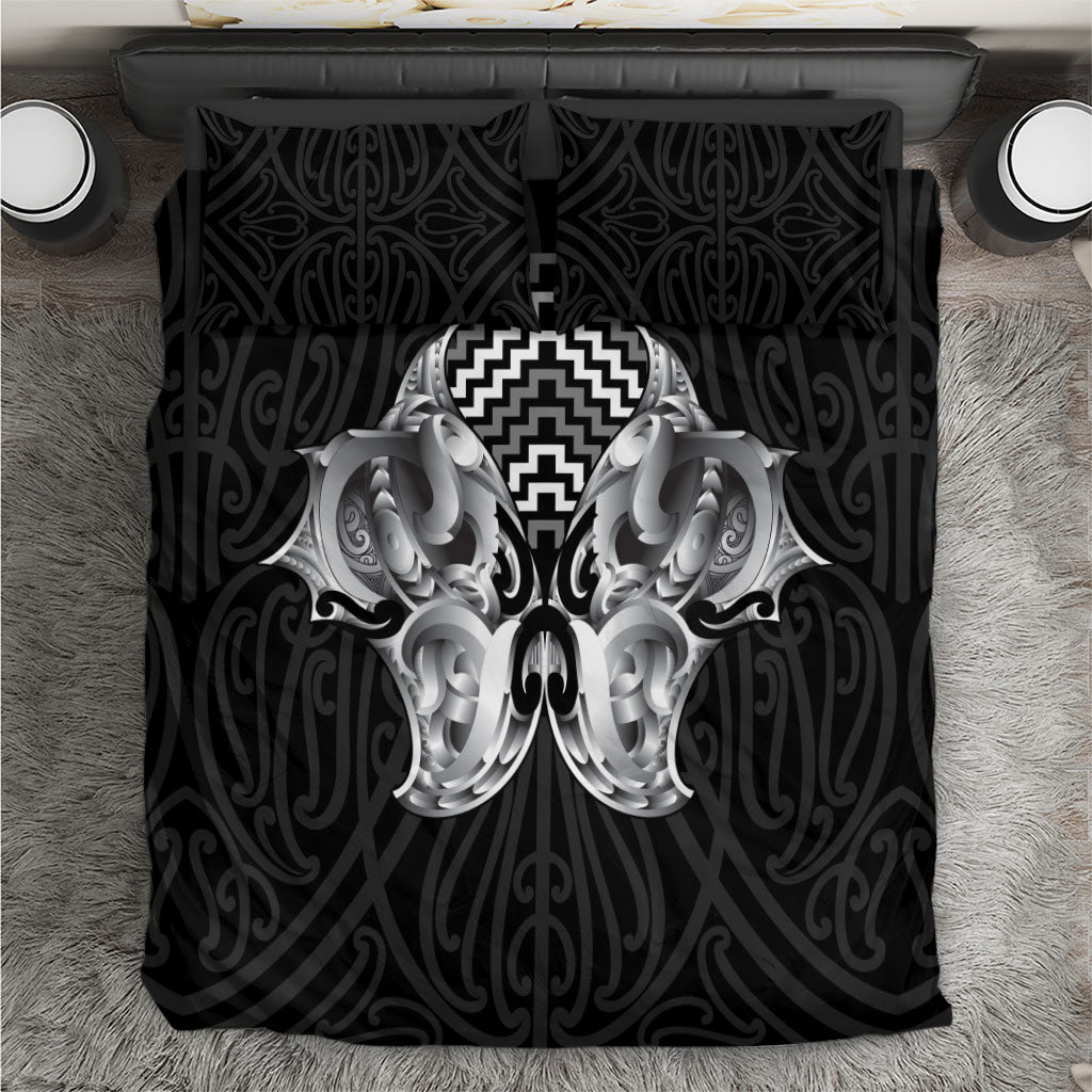 Aotearoa Kowhaiwhai Poutama Black Motif Bedding Set LT9 Black - Polynesian Pride