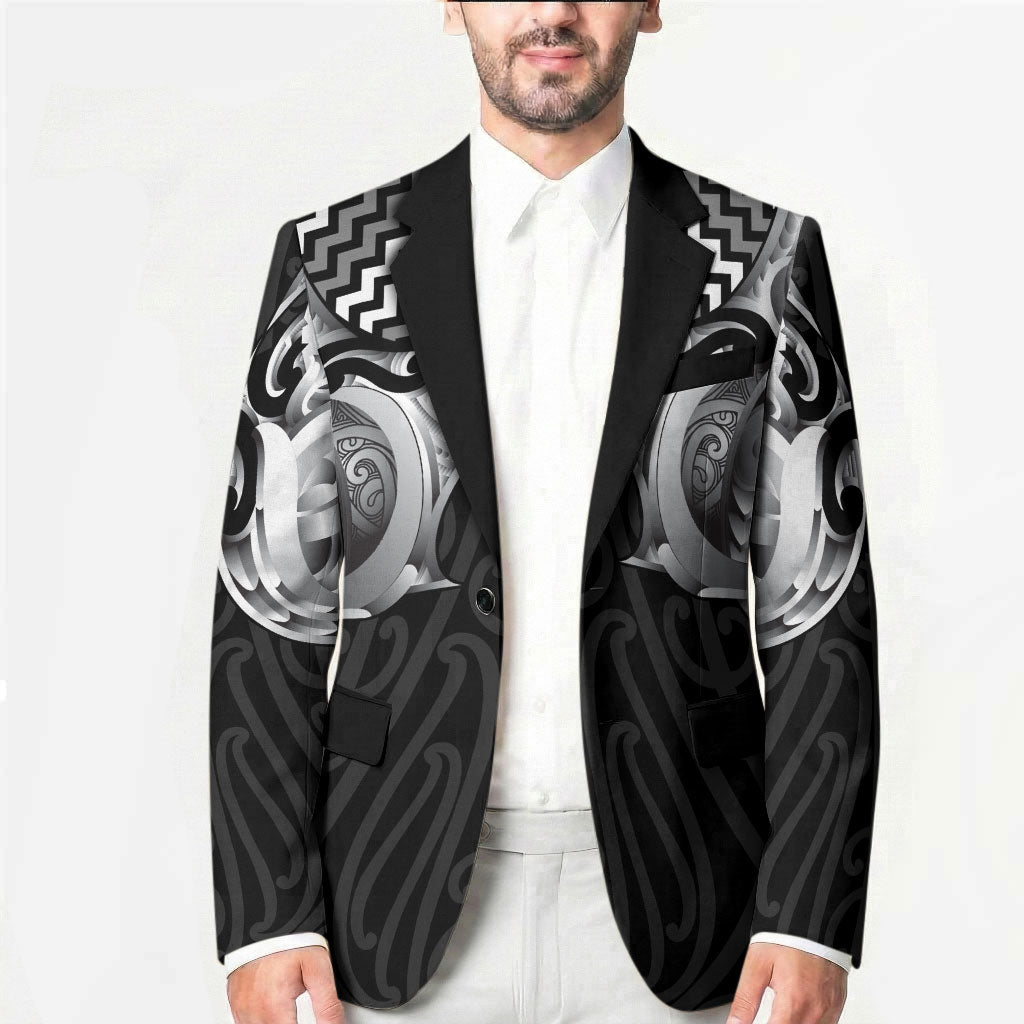 Aotearoa Kowhaiwhai Poutama Black Motif Blazer LT9 - Polynesian Pride
