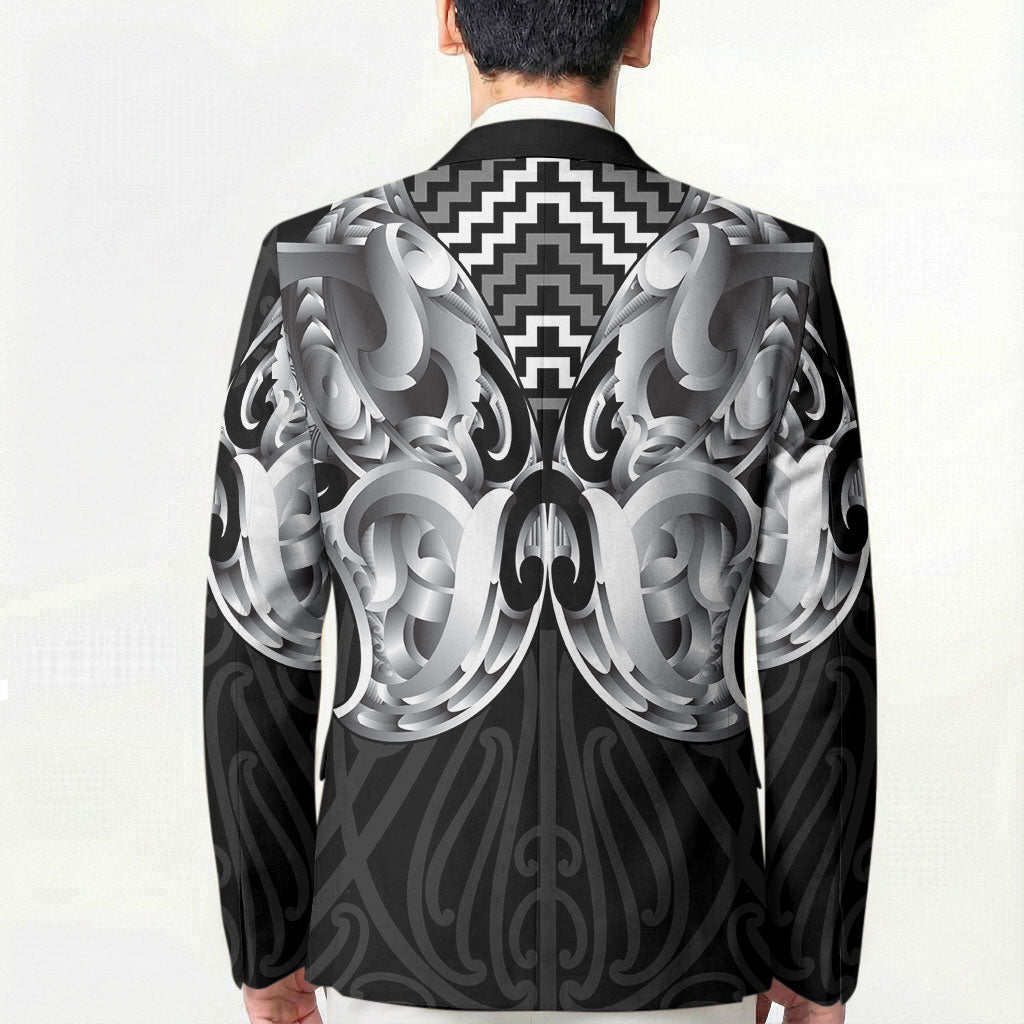 Aotearoa Kowhaiwhai Poutama Black Motif Blazer LT9 - Polynesian Pride