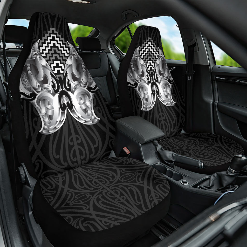 Aotearoa Kowhaiwhai Poutama Black Motif Car Seat Cover LT9 One Size Black - Polynesian Pride