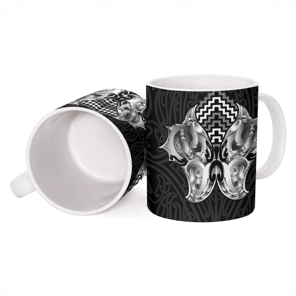 Aotearoa Kowhaiwhai Poutama Black Motif Ceramic Mug LT9 - Polynesian Pride