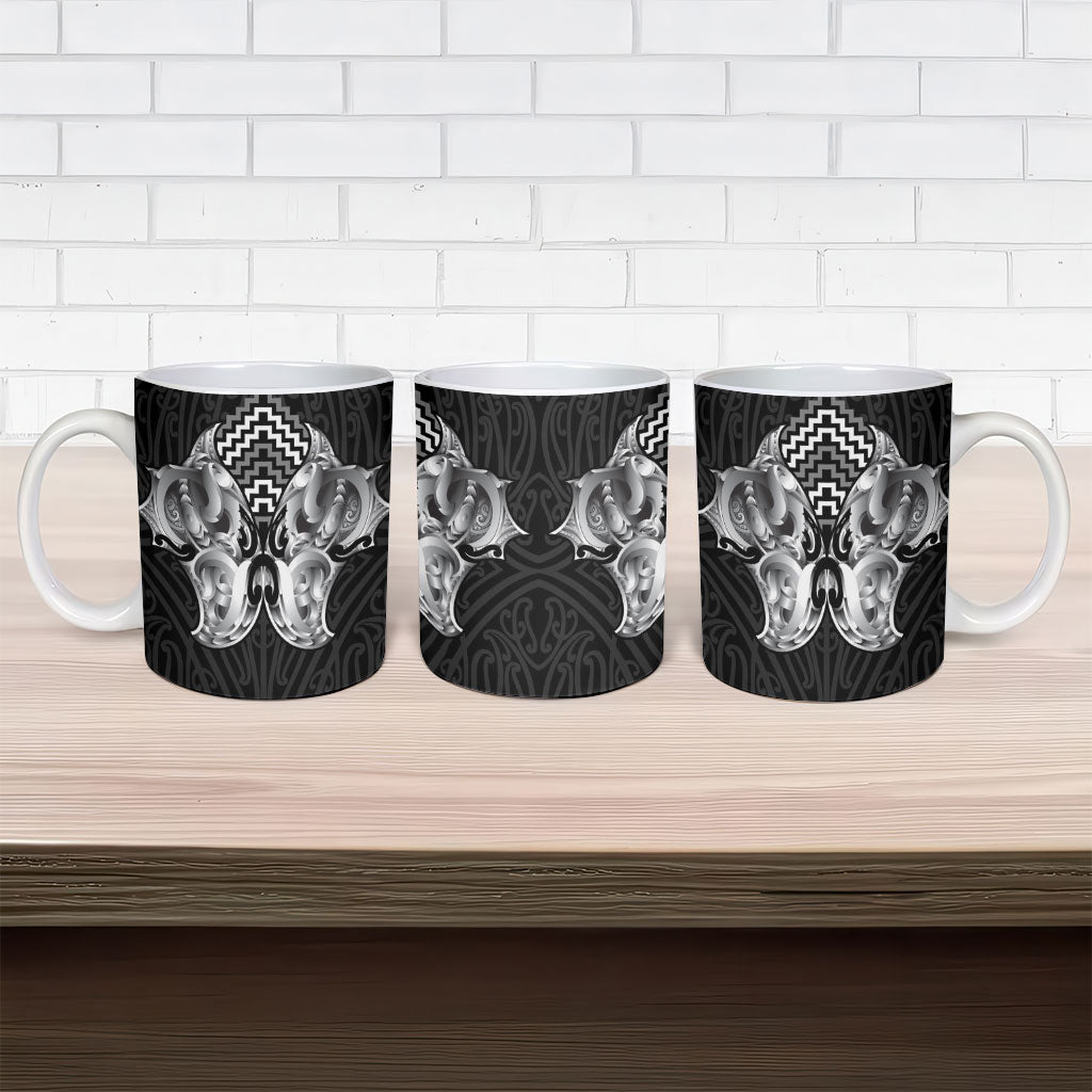 Aotearoa Kowhaiwhai Poutama Black Motif Ceramic Mug LT9 - Polynesian Pride