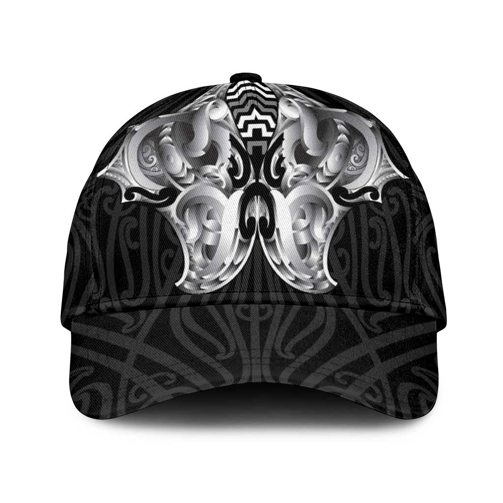 Aotearoa Kowhaiwhai Poutama Black Motif Classic Cap LT9 Universal Fit Black - Polynesian Pride
