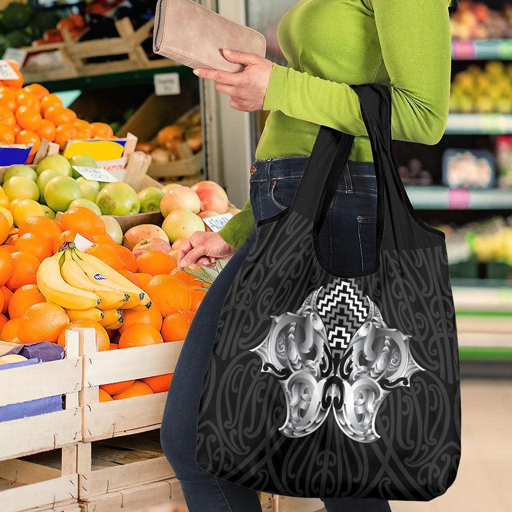 Aotearoa Kowhaiwhai Poutama Black Motif Grocery Bag LT9 - Polynesian Pride