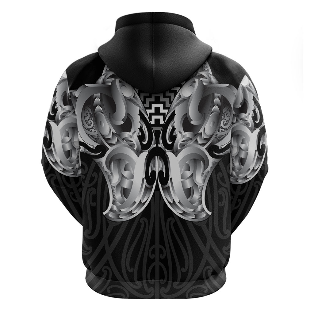 Aotearoa Kowhaiwhai Poutama Black Motif Hoodie LT9 - Polynesian Pride
