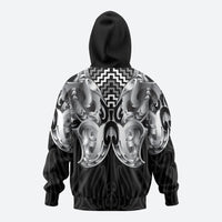 Aotearoa Kowhaiwhai Poutama Black Motif Hoodie LT9 - Polynesian Pride