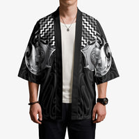 Aotearoa Kowhaiwhai Poutama Black Motif Kimono LT9 - Polynesian Pride