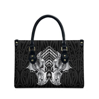 Aotearoa Kowhaiwhai Poutama Black Motif Leather Bag LT9 - Polynesian Pride