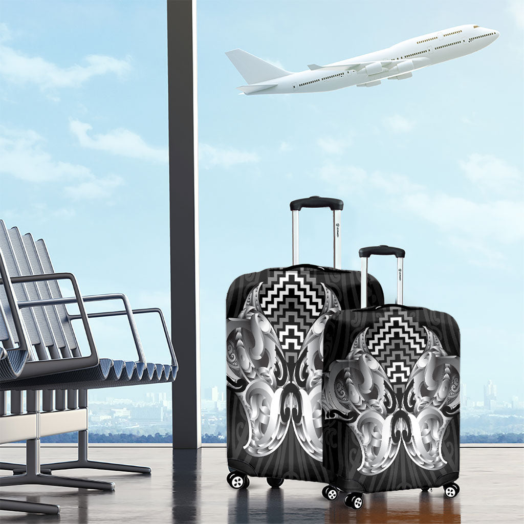 Aotearoa Kowhaiwhai Poutama Black Motif Luggage Cover LT9 - Polynesian Pride