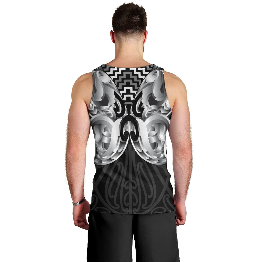 Aotearoa Kowhaiwhai Poutama Black Motif Men Tank Top LT9 - Polynesian Pride