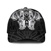 Aotearoa Kowhaiwhai Poutama Black Motif Mesh Trucker Cap LT9 One Size Black Black - Polynesian Pride