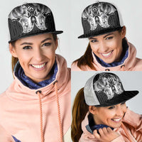 Aotearoa Kowhaiwhai Poutama Black Motif Mesh Trucker Cap LT9 - Polynesian Pride
