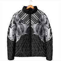 Aotearoa Kowhaiwhai Poutama Black Motif Padded Jacket LT9 - Polynesian Pride