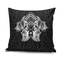 Aotearoa Kowhaiwhai Poutama Black Motif Pillow Cover LT9 Black - Polynesian Pride