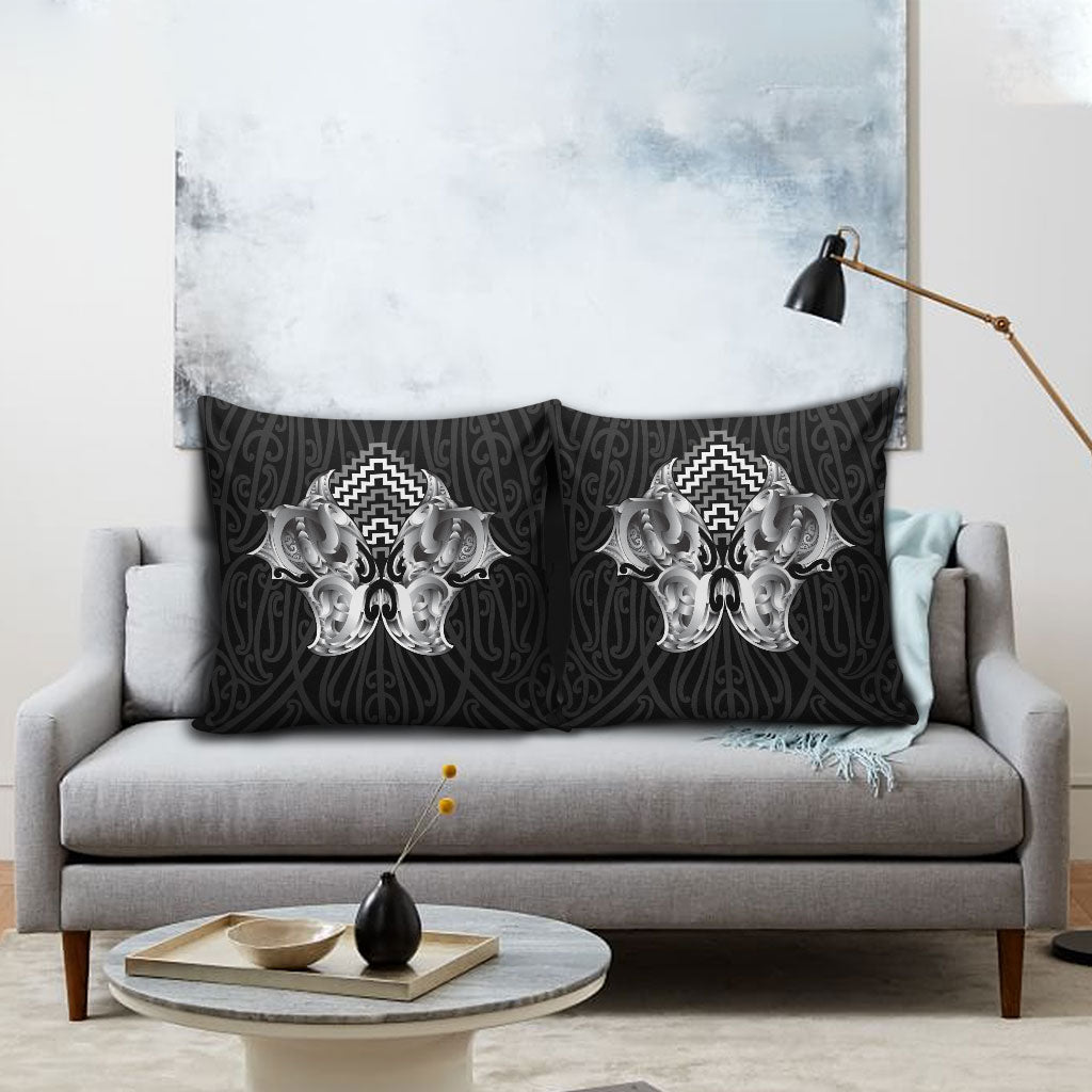 Aotearoa Kowhaiwhai Poutama Black Motif Pillow Cover LT9 - Polynesian Pride