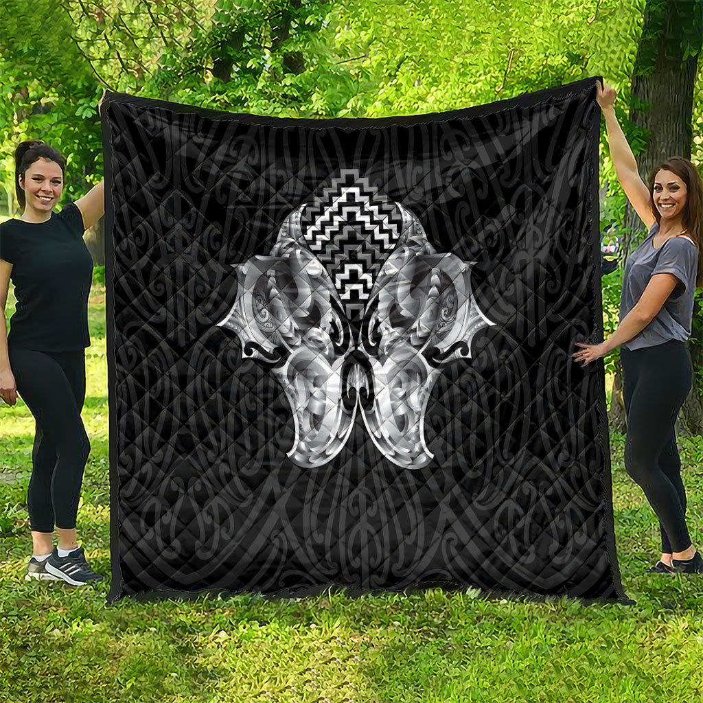 Aotearoa Kowhaiwhai Poutama Black Motif Quilt LT9 - Polynesian Pride
