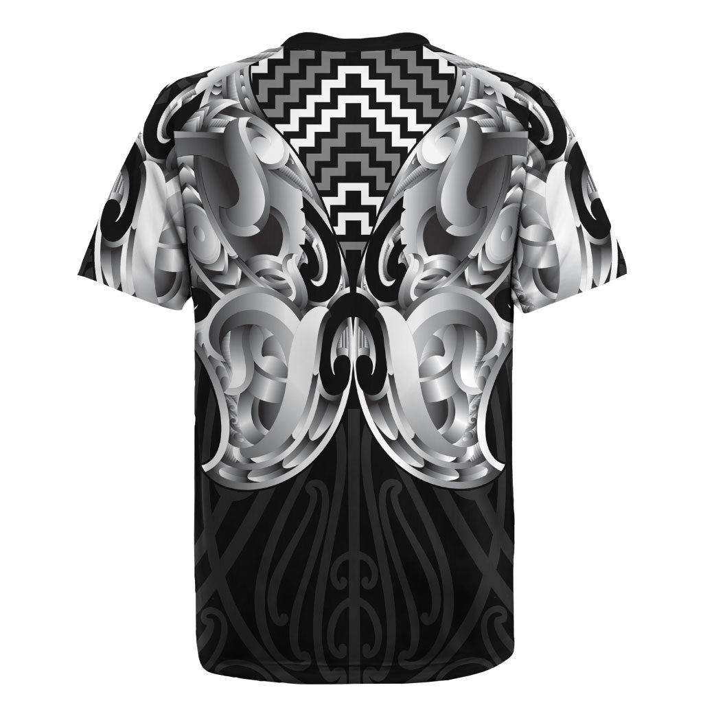 Aotearoa Kowhaiwhai Poutama Black Motif Rugby Jersey LT9 - Polynesian Pride
