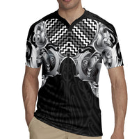 Aotearoa Kowhaiwhai Poutama Black Motif Rugby Jersey LT9 - Polynesian Pride