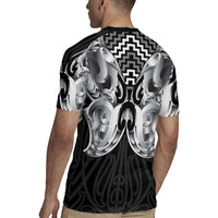 Aotearoa Kowhaiwhai Poutama Black Motif Rugby Jersey LT9 - Polynesian Pride