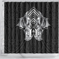 Aotearoa Kowhaiwhai Poutama Black Motif Shower Curtain LT9 - Polynesian Pride