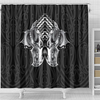 Aotearoa Kowhaiwhai Poutama Black Motif Shower Curtain LT9 - Polynesian Pride