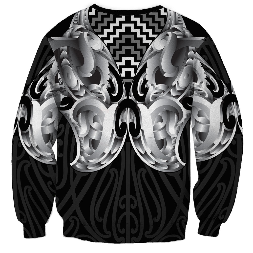 Aotearoa Kowhaiwhai Poutama Black Motif Sweatshirt LT9 - Polynesian Pride
