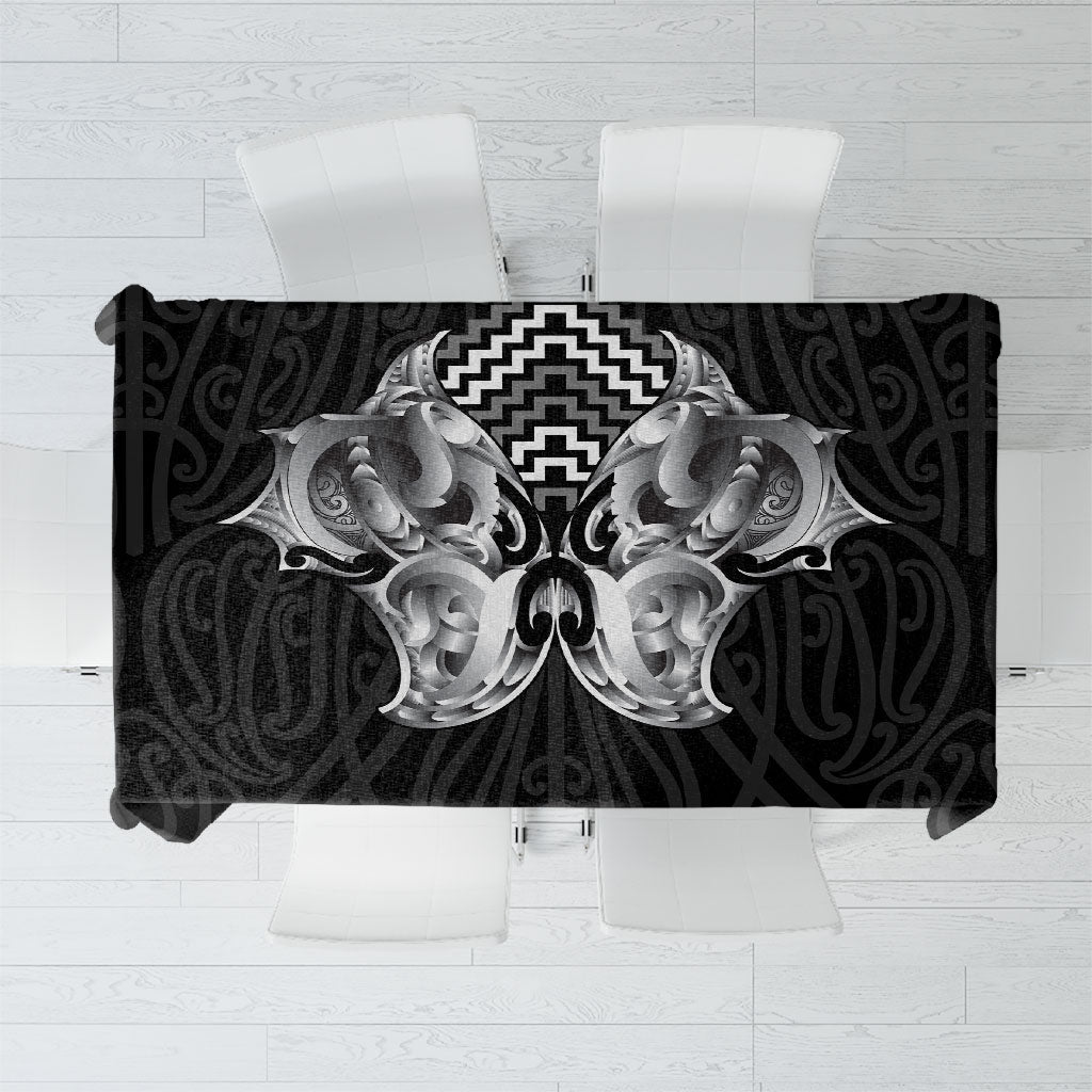 Aotearoa Kowhaiwhai Poutama Black Motif Tablecloth LT9 Black - Polynesian Pride