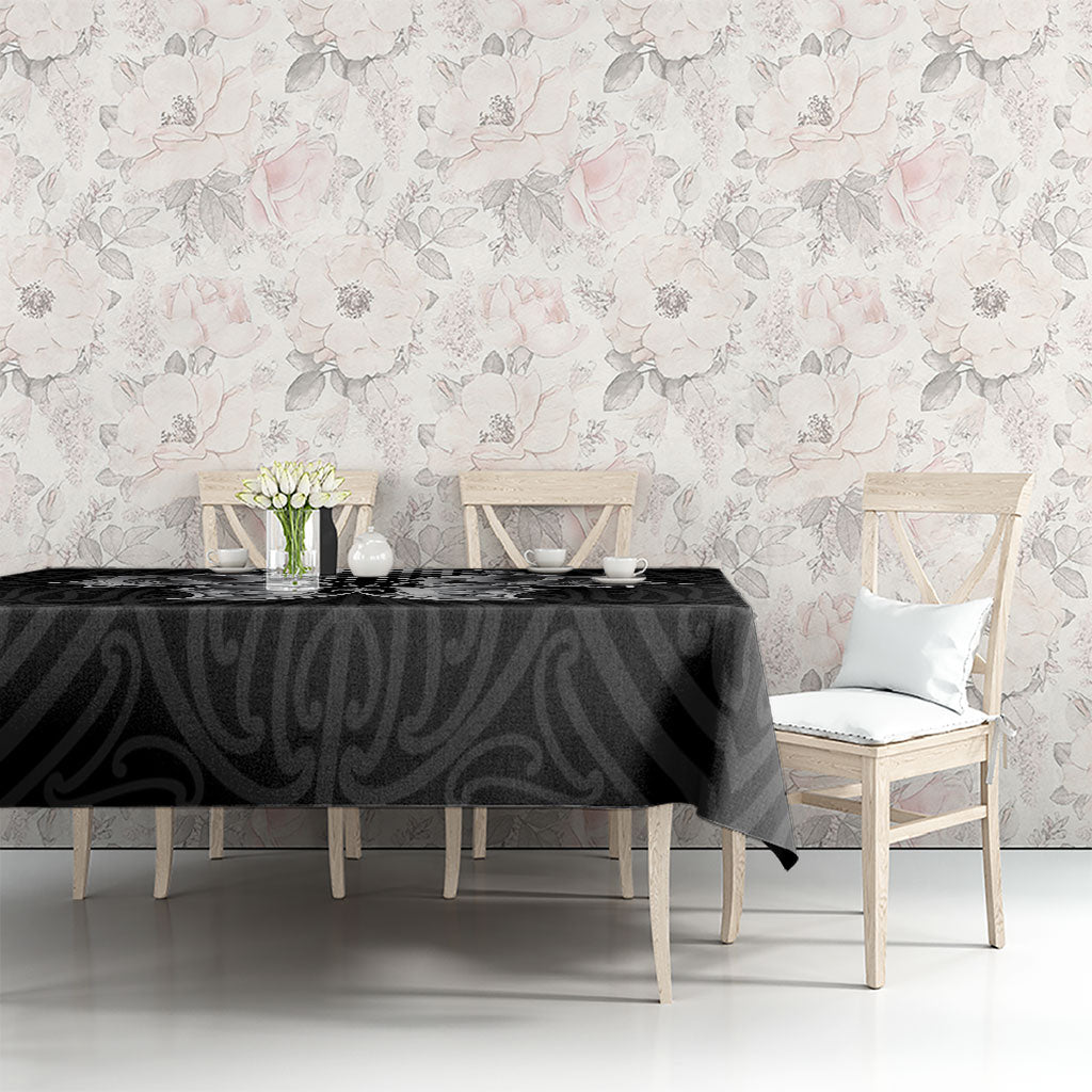 Aotearoa Kowhaiwhai Poutama Black Motif Tablecloth LT9 - Polynesian Pride