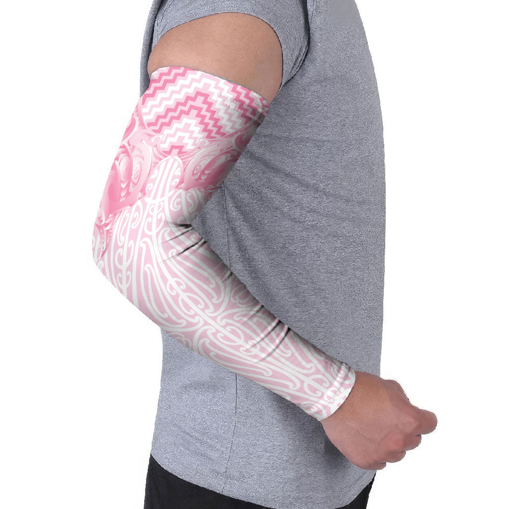 Aotearoa Kowhaiwhai Poutama Pink Motif Arm Sleeves LT9 - Polynesian Pride