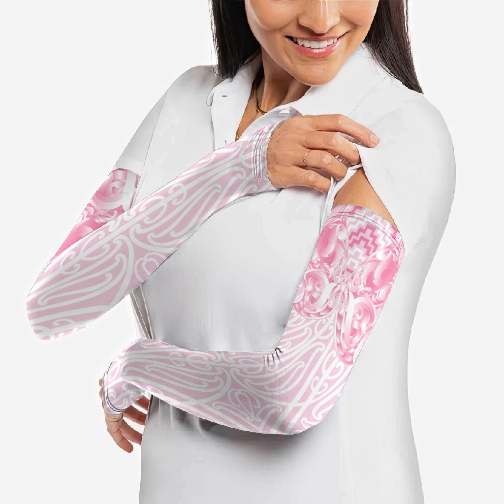 Aotearoa Kowhaiwhai Poutama Pink Motif Arm Sleeves LT9 - Polynesian Pride