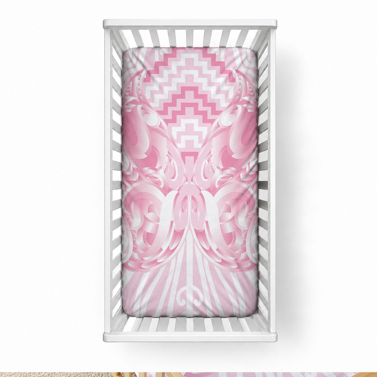 Aotearoa Kowhaiwhai Poutama Pink Motif Baby Bed Cover LT9 28 × 52 in Pink - Polynesian Pride