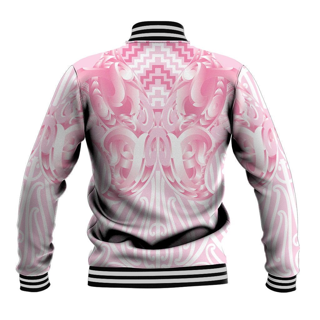 Aotearoa Kowhaiwhai Poutama Pink Motif Baseball Jacket LT9 - Polynesian Pride