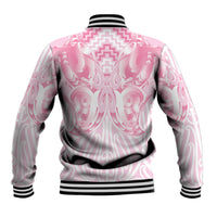 Aotearoa Kowhaiwhai Poutama Pink Motif Baseball Jacket LT9 - Polynesian Pride